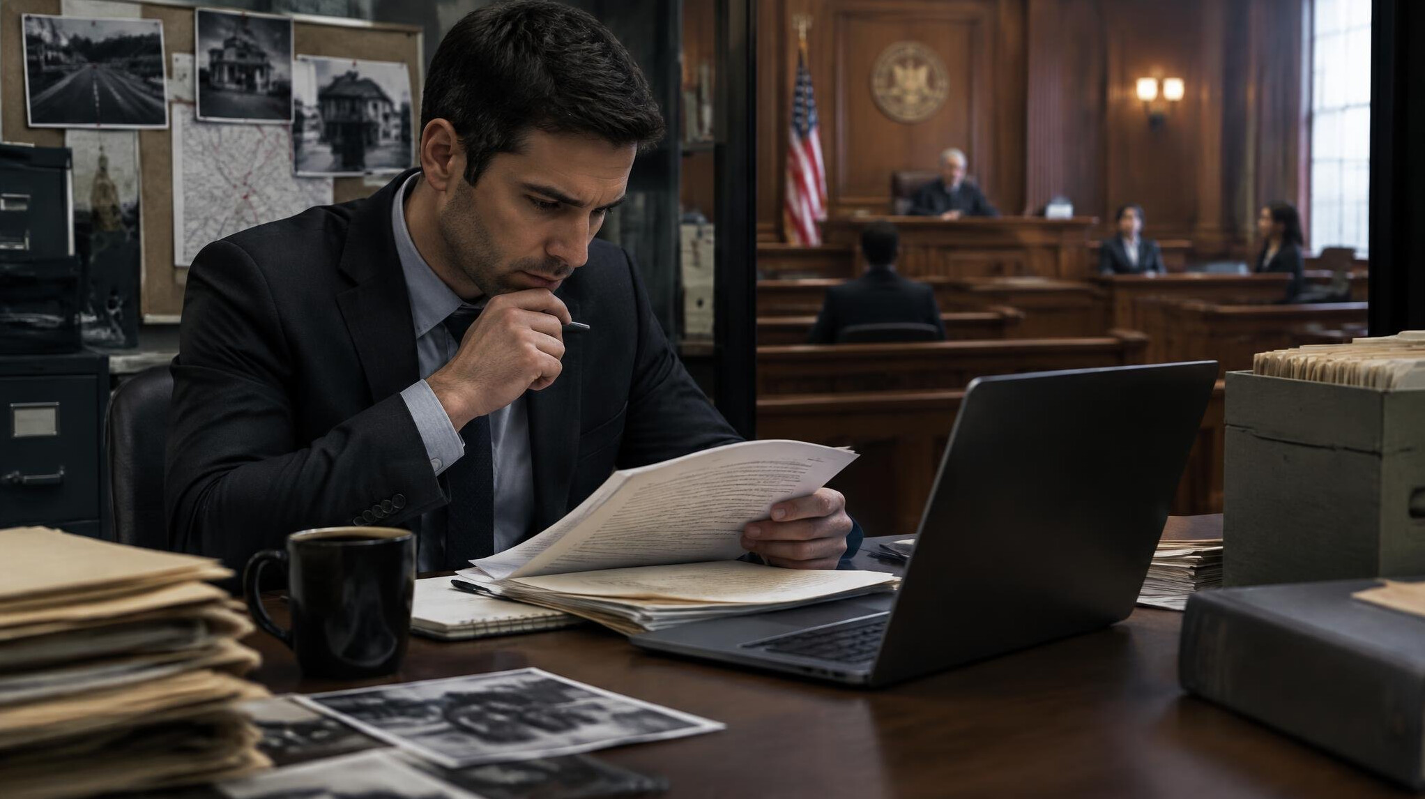 researcher studying files